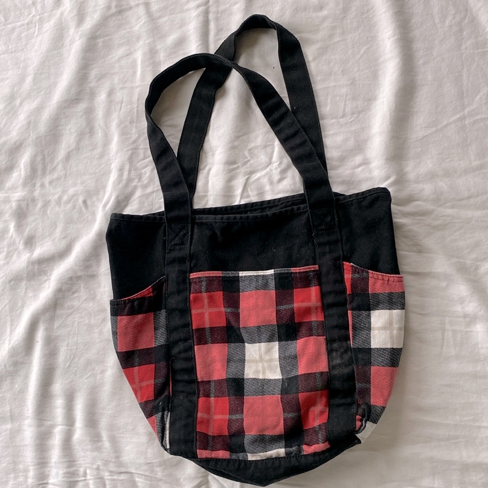 Thirty One purse, red plaid purse, market bag, utility purse, canvas purse